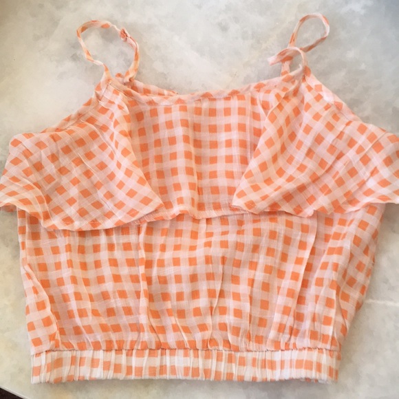 mine Tops - MINE Tangerine and white cropped Summertime top